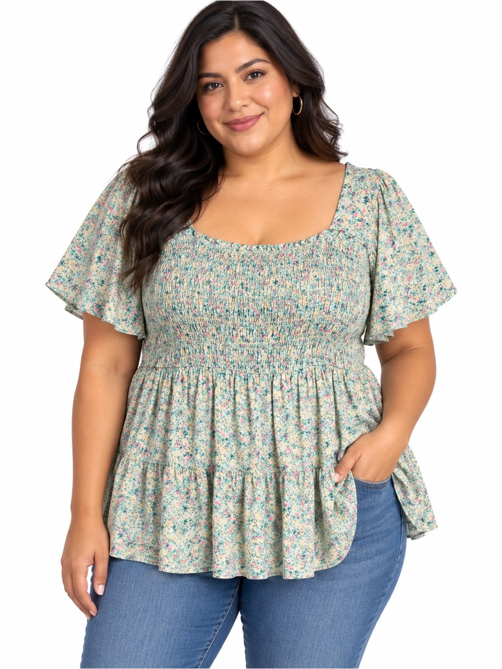 Torrid Women’s Floral Smocked Babydoll Blouse – Size 1